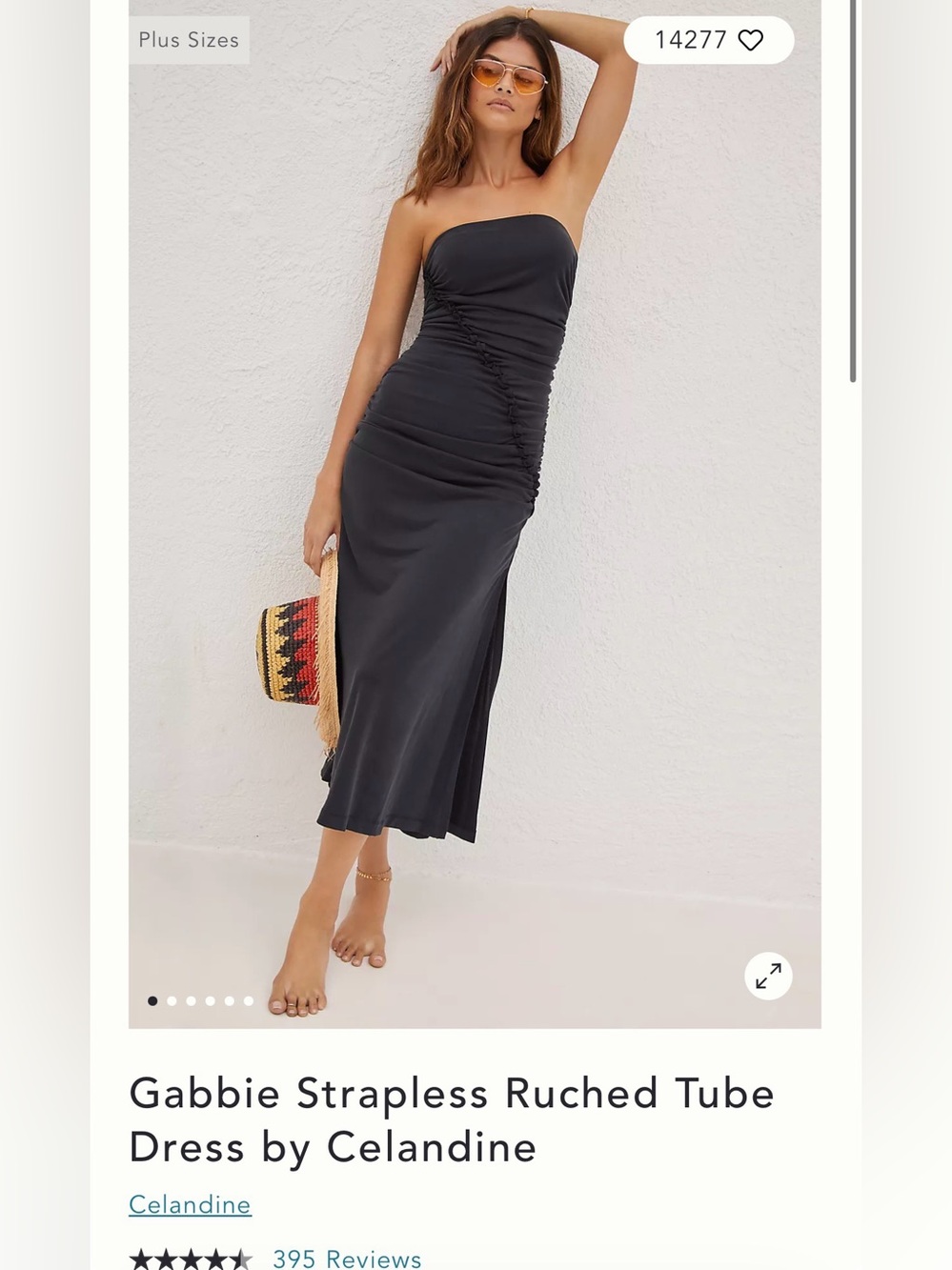 NWT Anthropologie Gabbie Strapless Ruched Midi Dress - Black